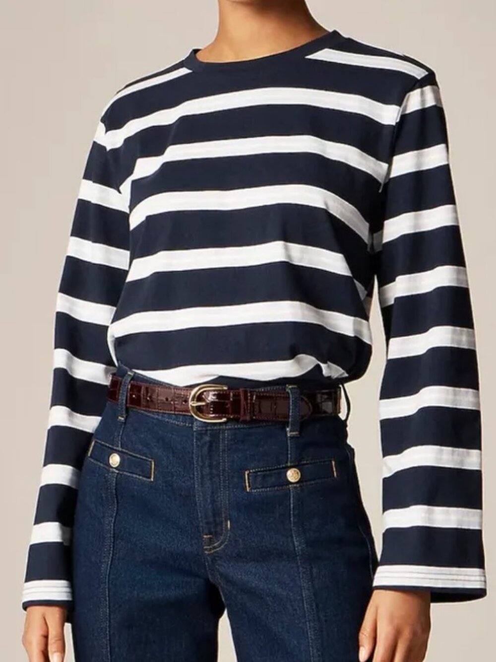 J.Crew Striped Boyfriend Jersey Relaxed Long-sleeve T-shirt